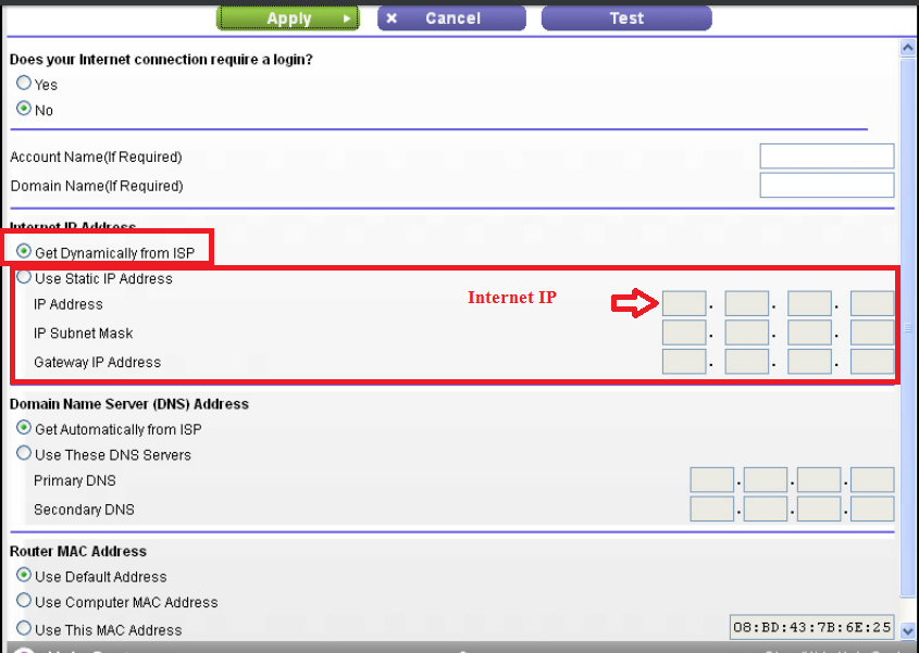 router configuration ip