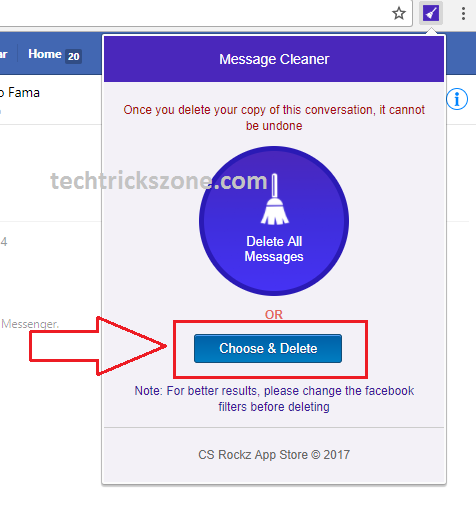 facebook fast delete messages extension download