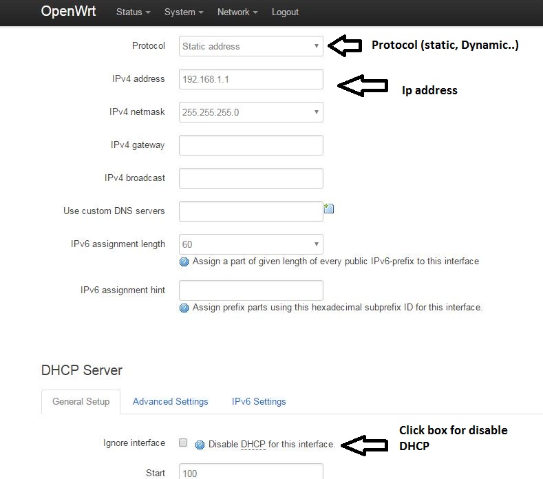 OpenWrt DHCP configuration