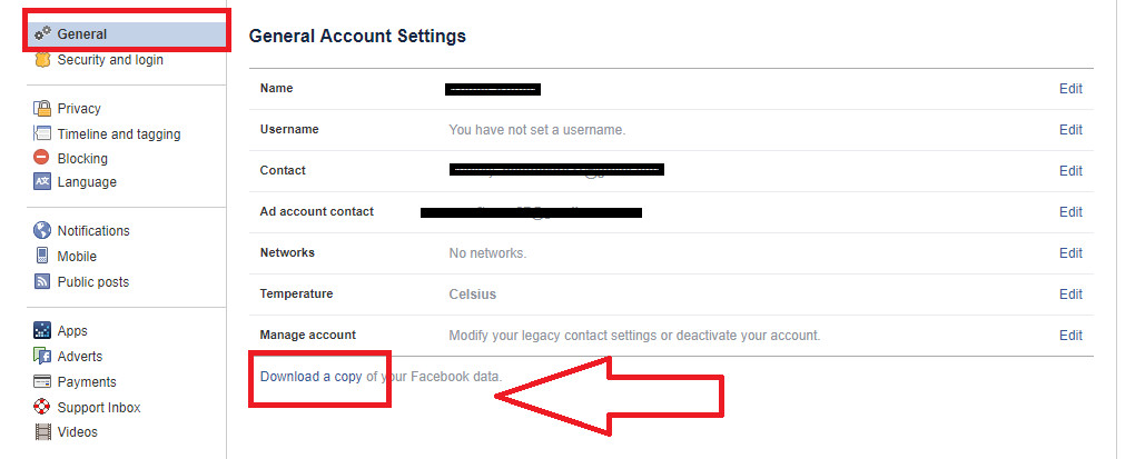 facebook account delete option
