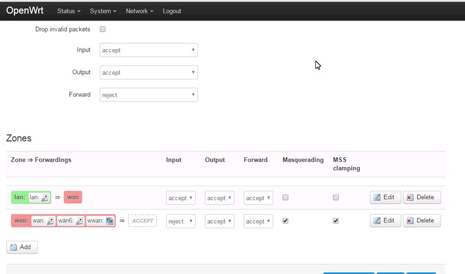 firewall openwrt dockstar