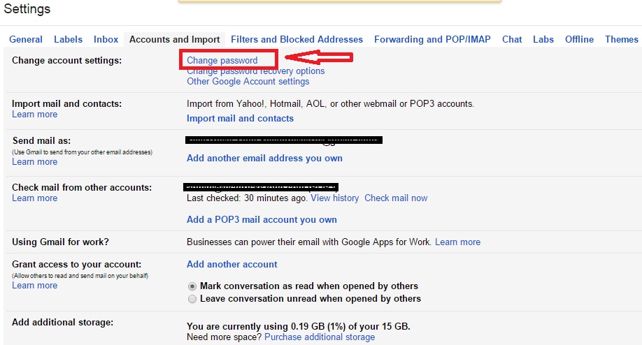 Password change Setting In gmail