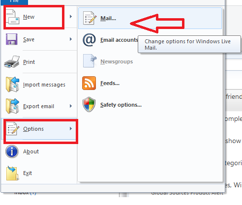 Mail Settings Option in Win Live Mail