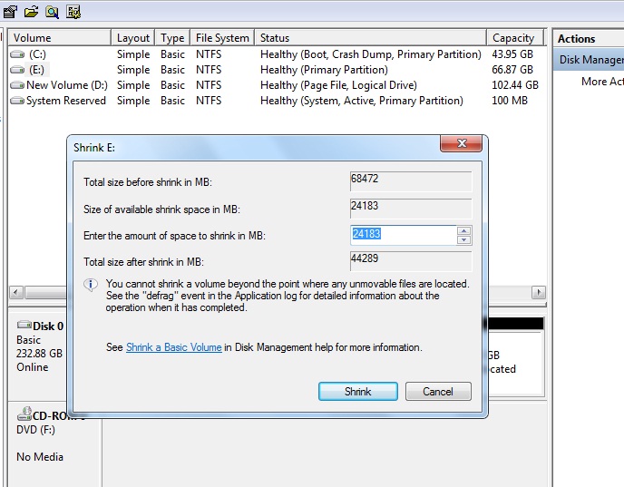 Create C Drive Partition without data loose