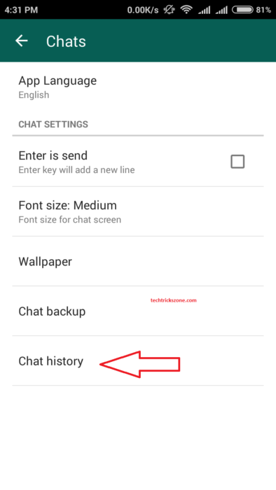 whatsapp chat history hide