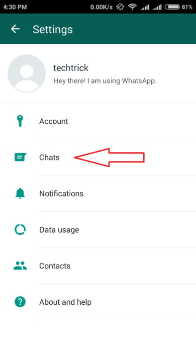 whatsapp chat setting