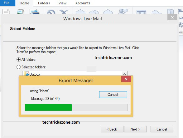 windows live mail export to outlook