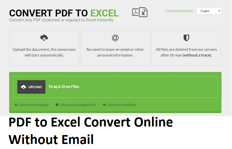 pdf to excel converter free no email