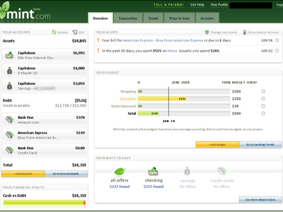 mint free financial software