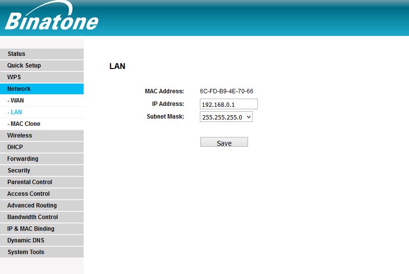 Binatone WR3005 router Mode configuraiton