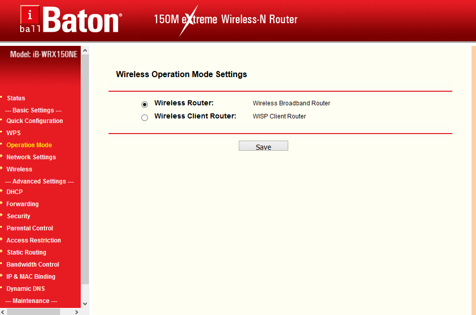 I ball Router Change Operation Mode in WiFi router