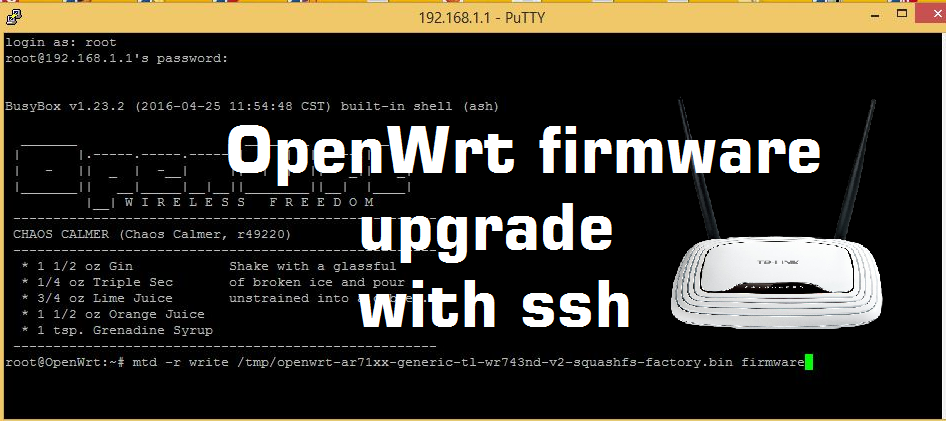 openwrt firmware upgrade with ssh command