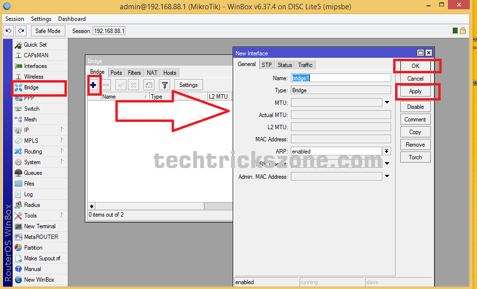 Add birdge Port to mikrotik device