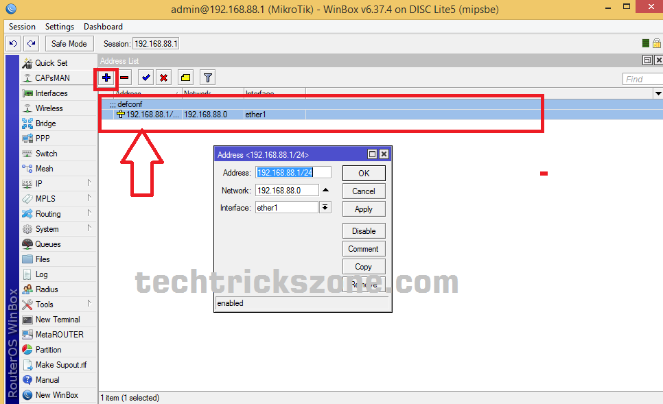 mikrotik add secondary ip address