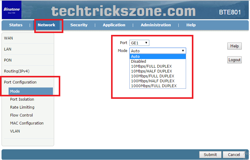 ZTE GEPON configuration 