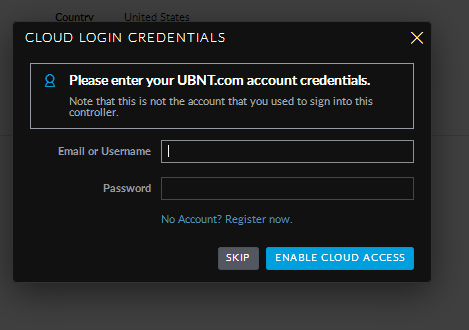 unifi controller default password