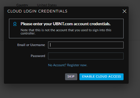 Unifi controller login