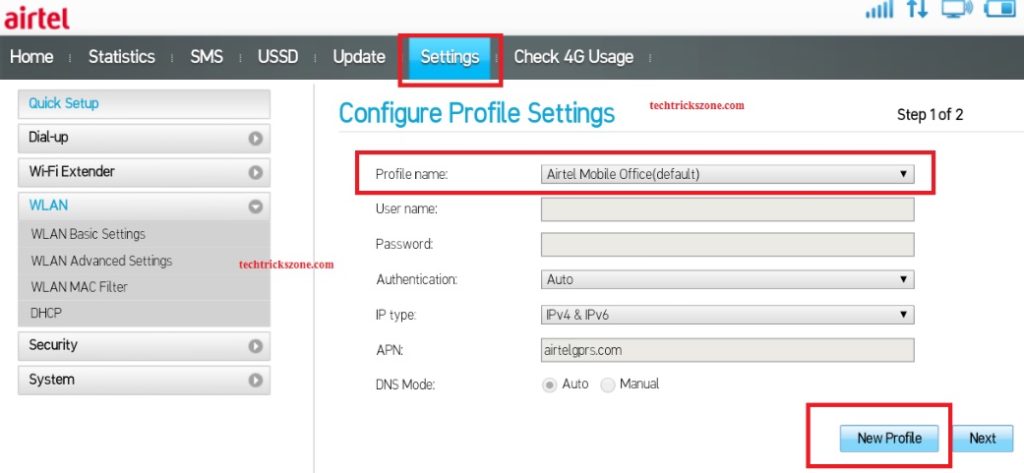 airtel 4g wifi hotspot password change