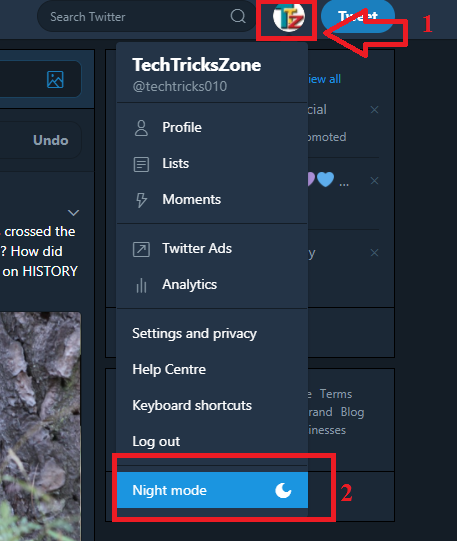 twitter night mode not working