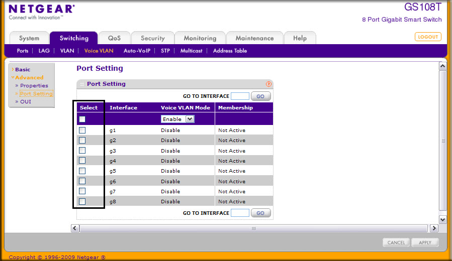 how to reset netgear managed switch