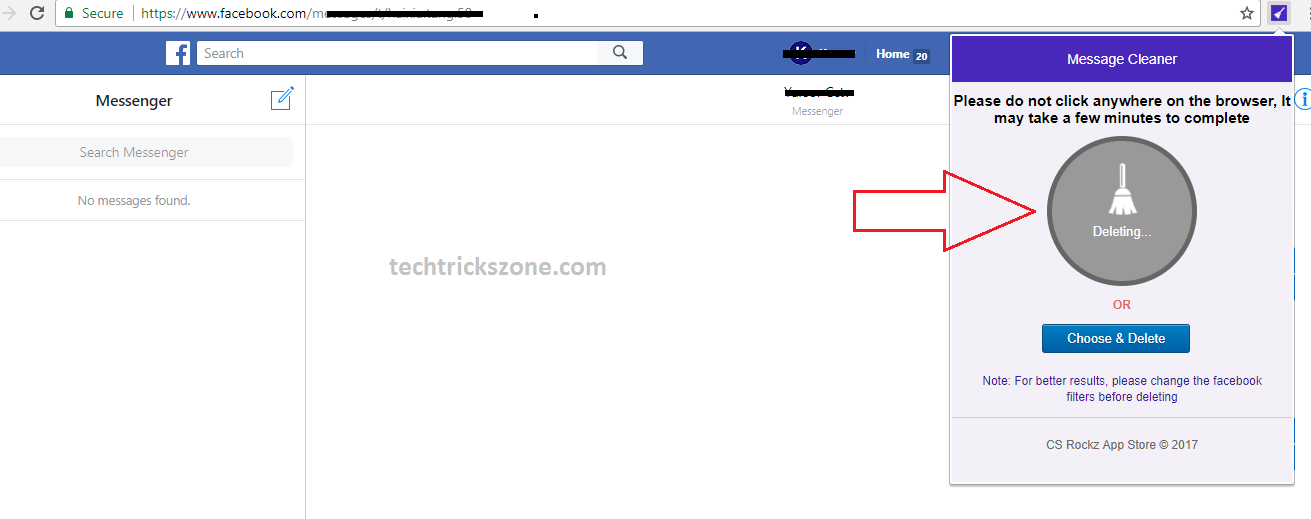 deleting facebook messages