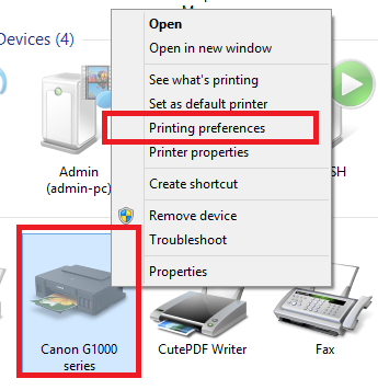 Canon Pixma G1000 printing from android