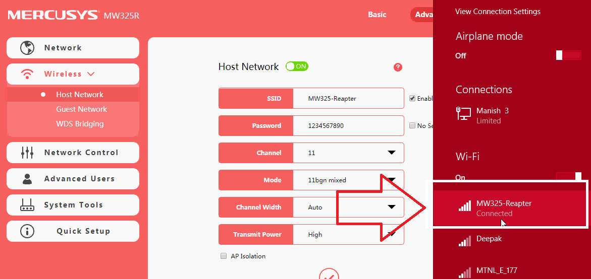 Mercusys MW325R router connection problem from IPhone x