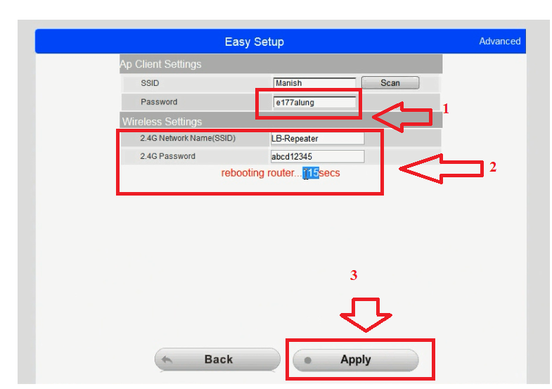 lb link repeater setup default password