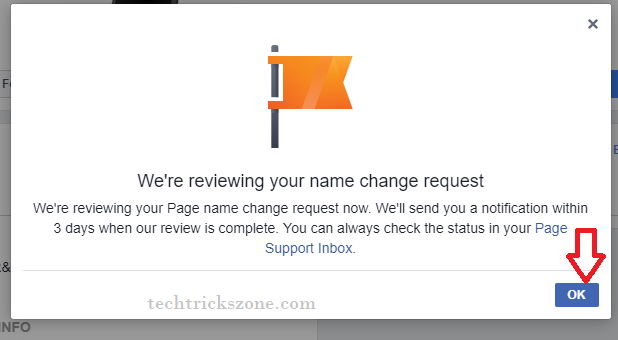 change facebook business page name