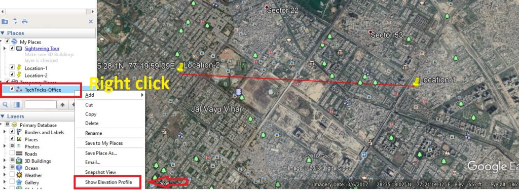 how to check elevation in google earth for 50km ptp link