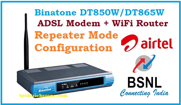 Binatone DT850 ADSL WiFi Router as repeater mode configuration