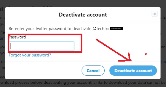 delete a twitter account without logging in