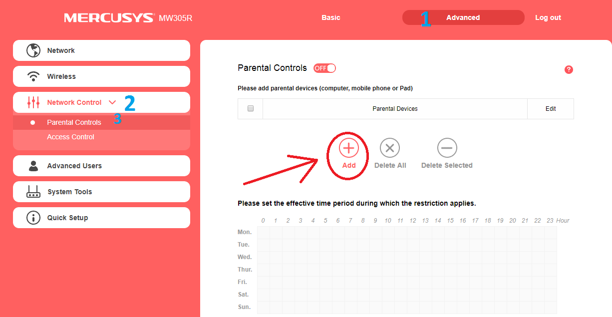 Website Block and Parental Control settings in Mercusys wifi router