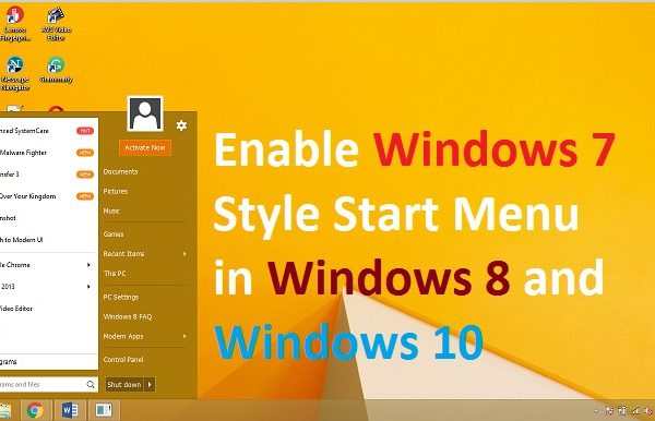 Get Windows 7 Classic Style Menu in Windows 8