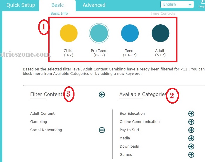 parental control settings on tp-link tri band rotuer