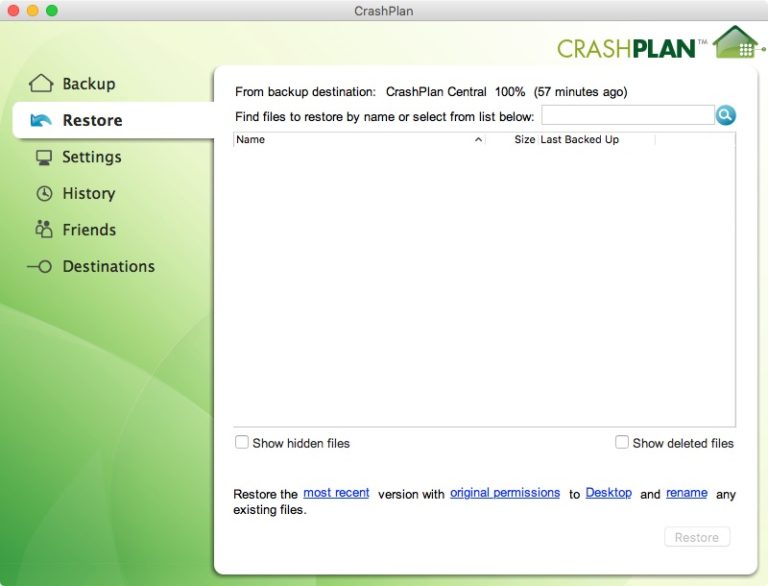 crashplan for mac not working