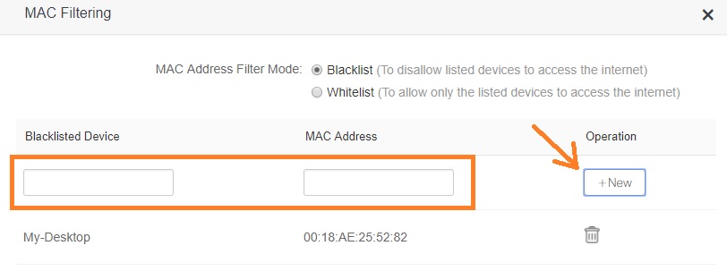 how to use access list to block mac address in home wifi