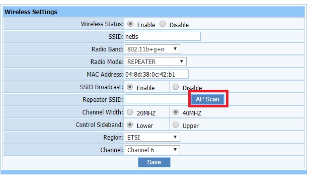 Netis 2411, 2411D, 2419, 2419D Repeater setting 