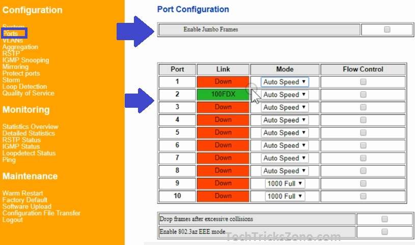 Enable RSTP in Binatone Manage switch