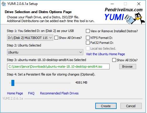 universal usb installer persistent file size