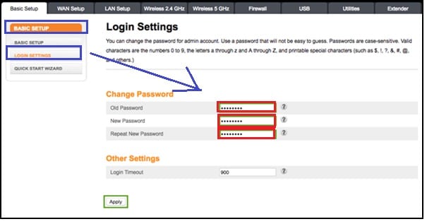 how to change arris router settings