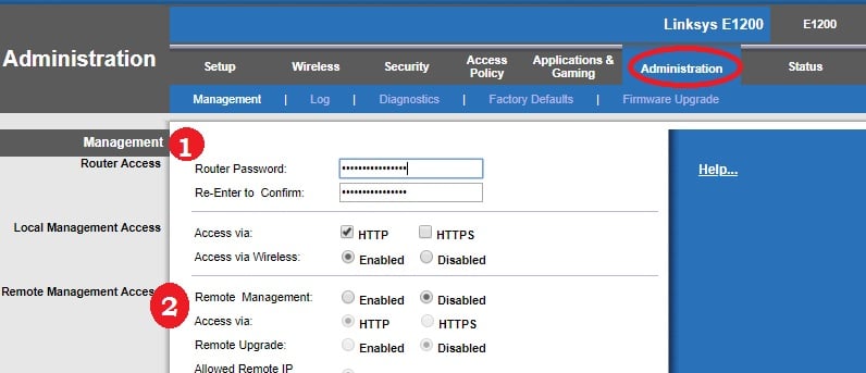 linksys router access password remote change enable