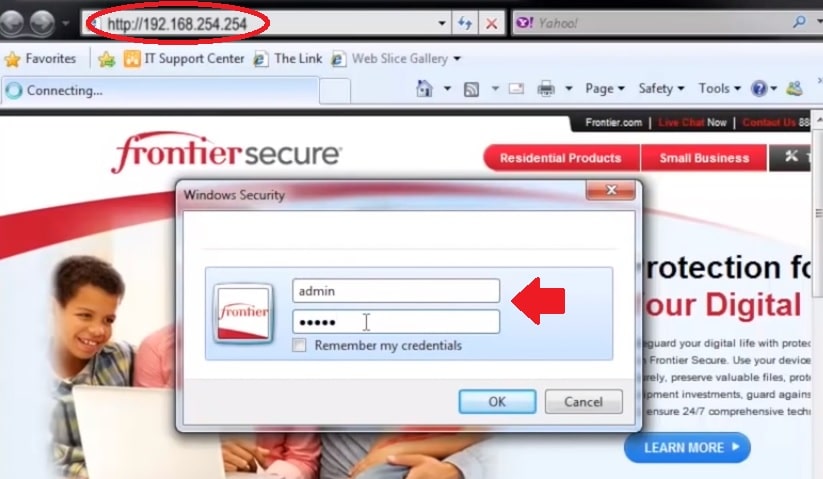 frontier router login