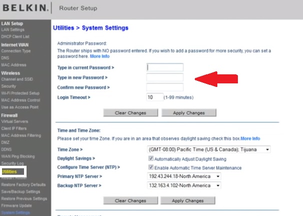  belkin router default password