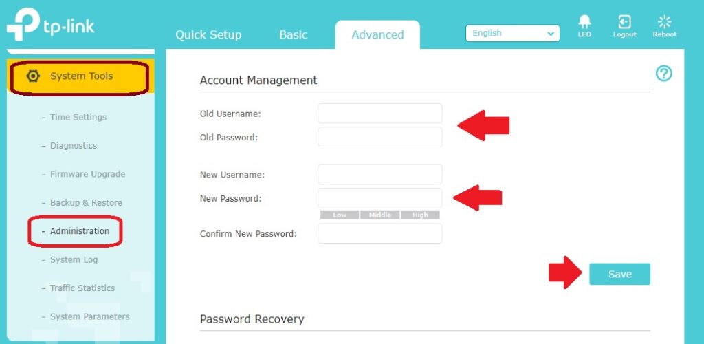 TP-link c1200 login password change