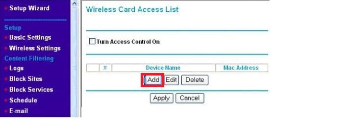 netgear mac filtering