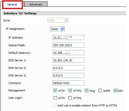 SOnicwall firewall WAN settings