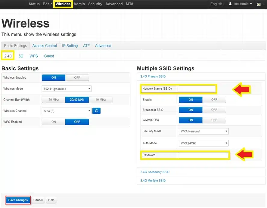 sparklight router settings